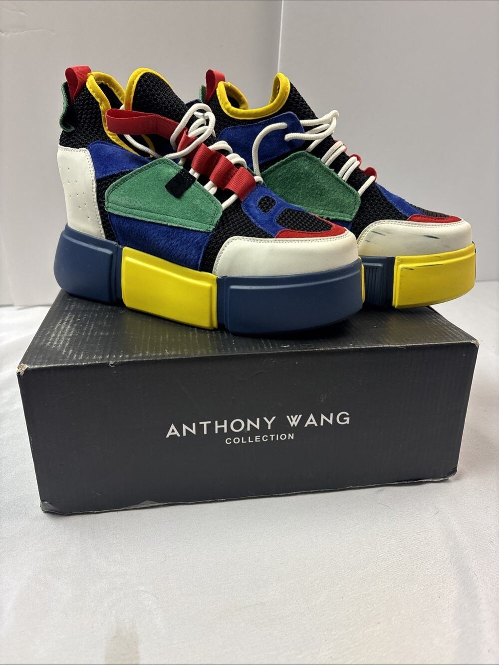 🔥 Anthony Wang Collection Platform Wedge Sneaker Size 9 Cranberry-1
